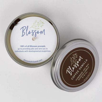 Blossom Soy Candle Tin packaging