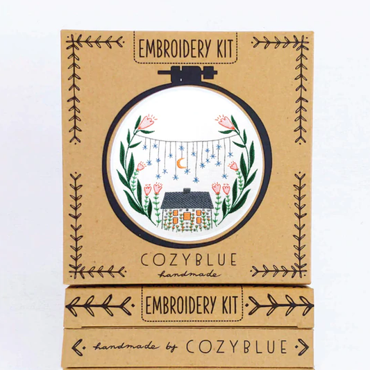 cozy blue boxed embroidery kit