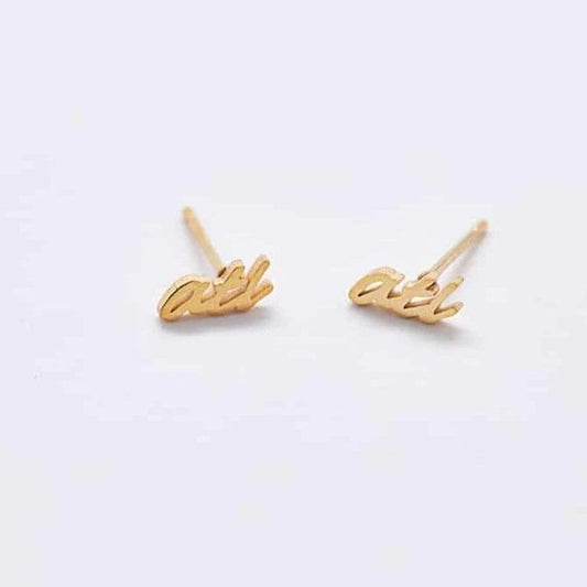Gold ATL stud earrings
