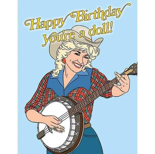 dolly parton hand-drawn birthday card