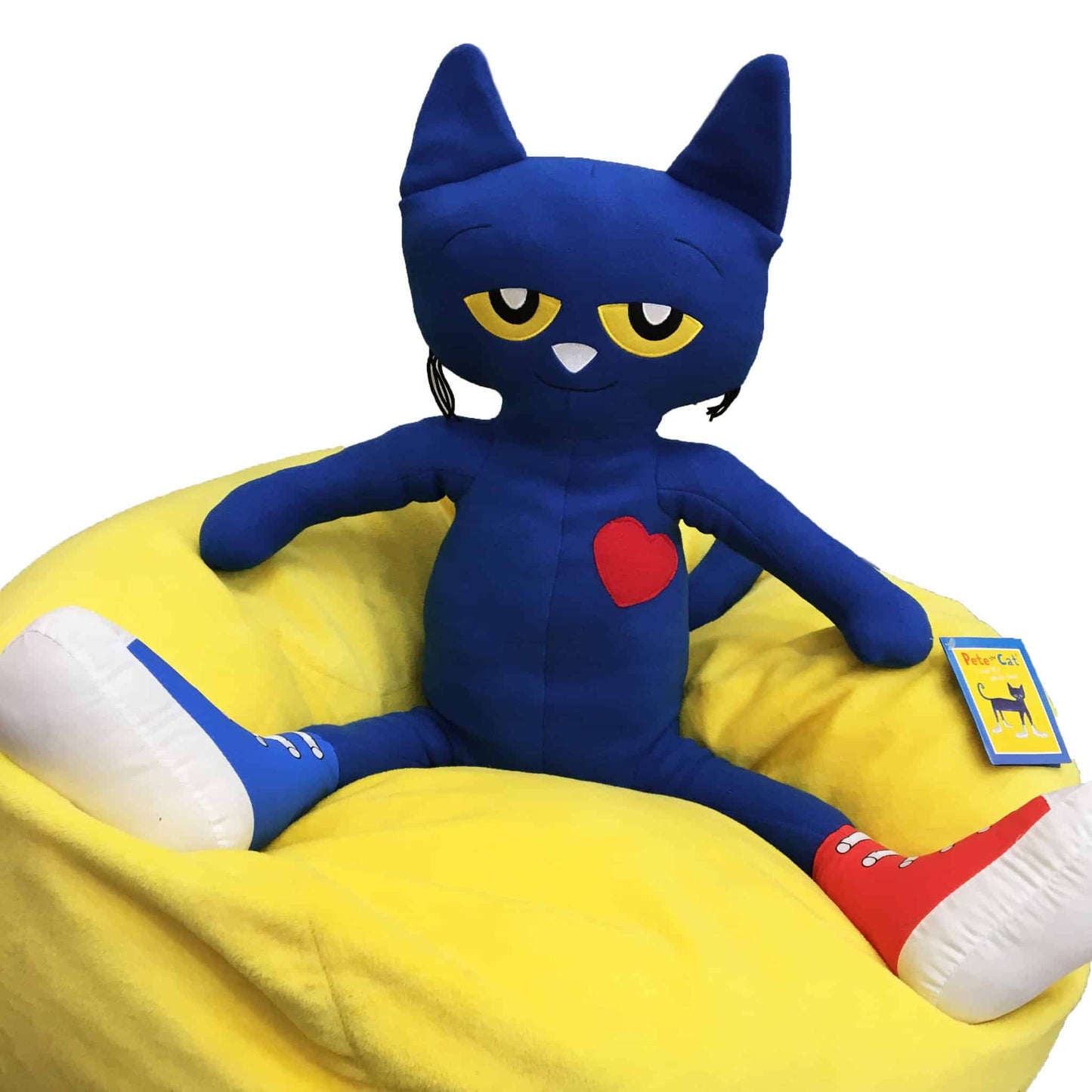 large pete the cat plush on a bean bag
