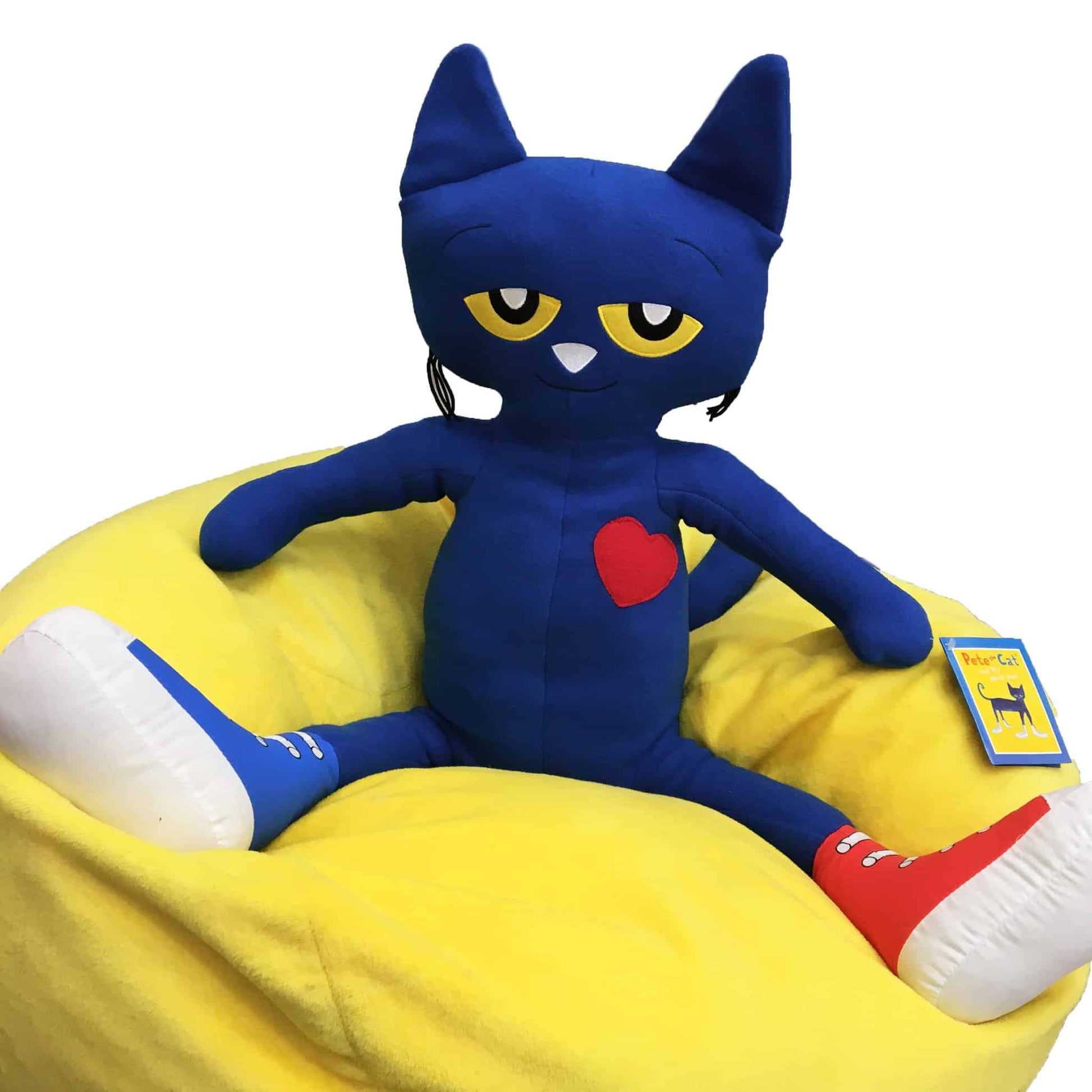 large pete the cat plush on a bean bag