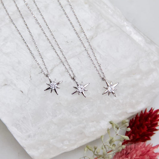 Silver necklace with crystal star charm