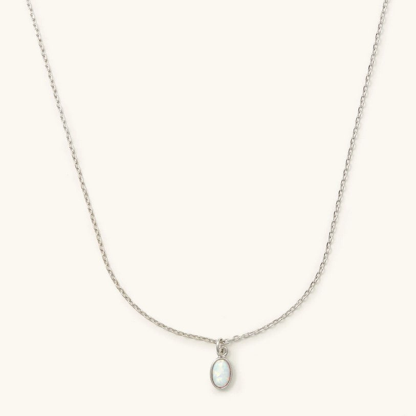 Silver necklace with an opal charm