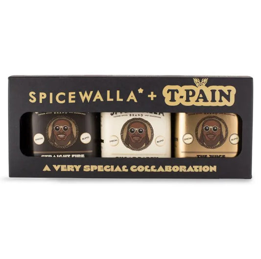 Three sets of seasonings in one gift set featuring a collaboration between Spicewalla and T-Pain