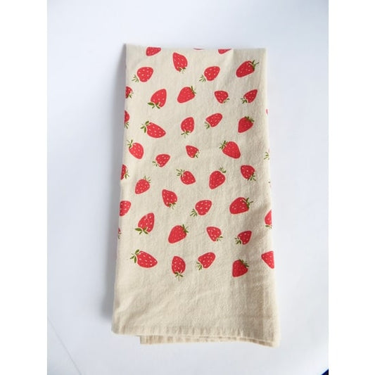 strawberries across a kitchen towel