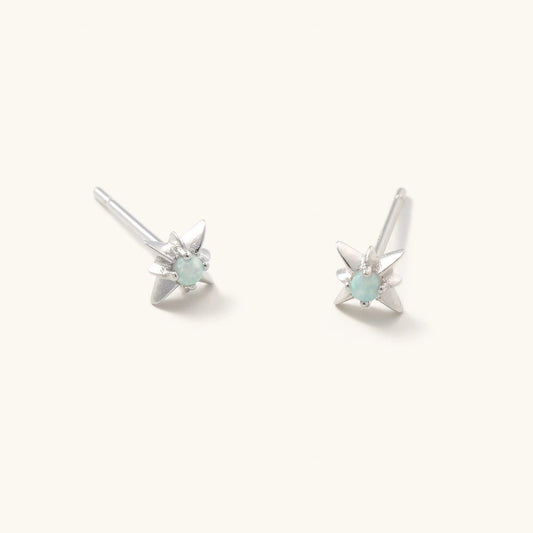 Silver earring studs with opal