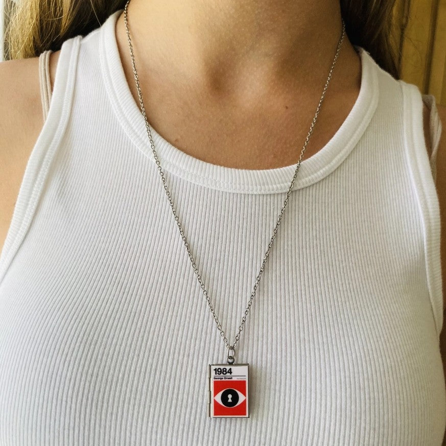 Locked shaped like the book 1984