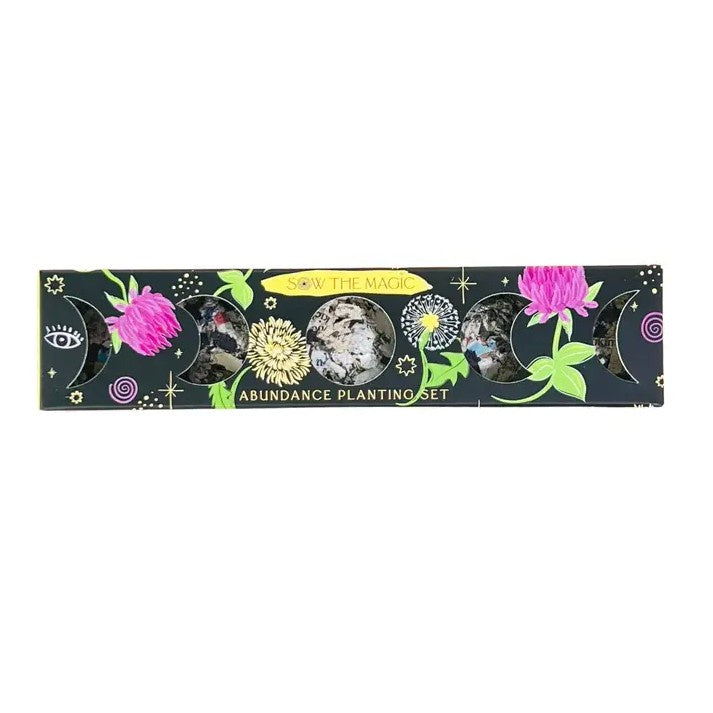 Floral packaging for set of six seed bombs