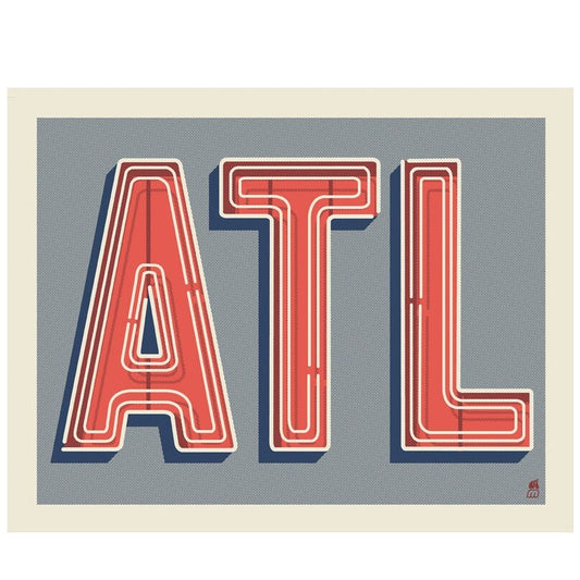 red and blue atl neon art print