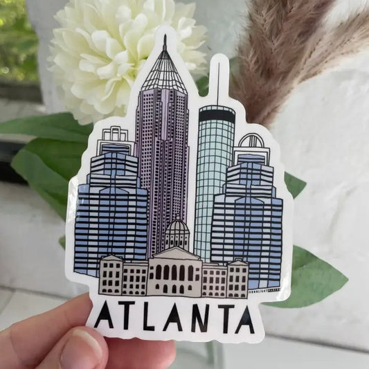 Sticker depicting Atlanta's city skyline with text "Atlanta" at the bottom
