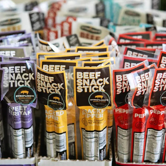 Beef sticks in three different flavors