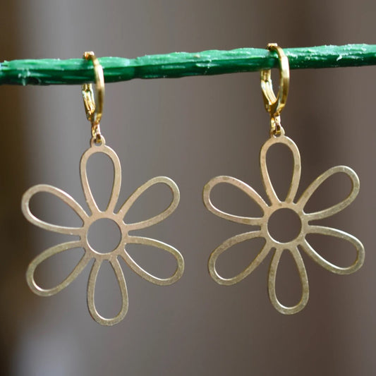 huggie hoop flower cutout earrings