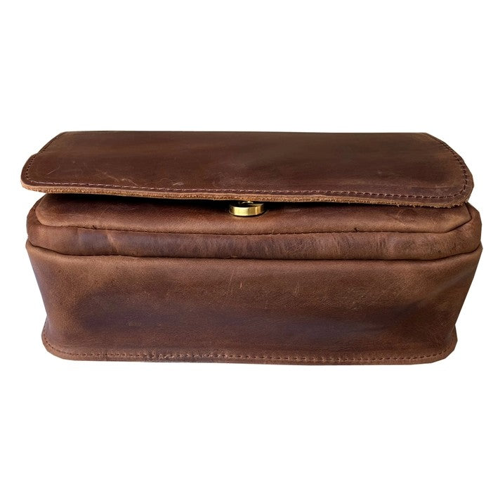 Bottom of dark brown leather purse