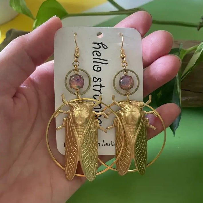 Magicicada Septendecim Harlequin Opal Earrings