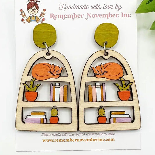 Cat Bookshelf Earrings