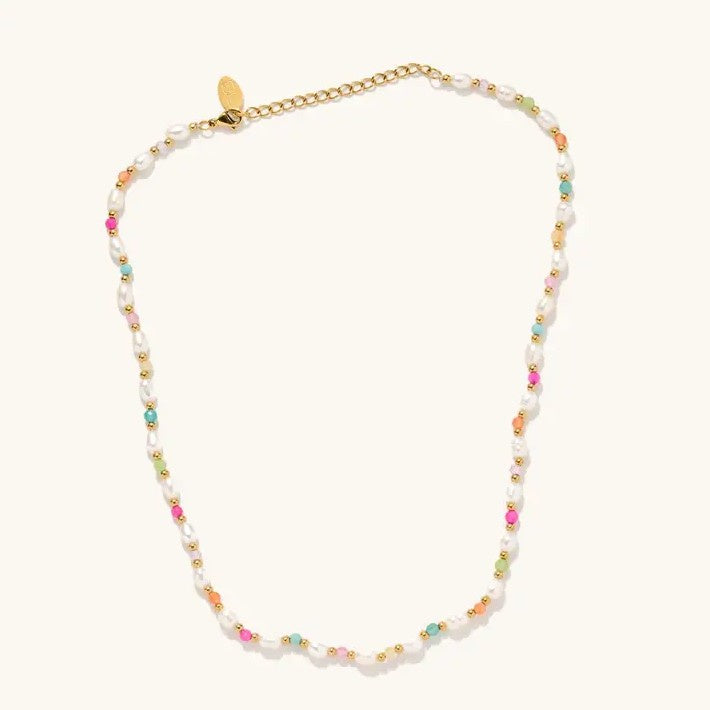 Necklace with small pearls and colorful beads