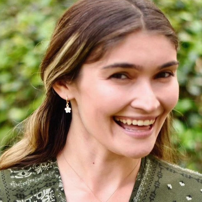 Danielle of the actor's Craft wearing her earrings