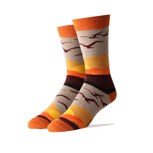 Colorful calf socks with a sunset pattern 