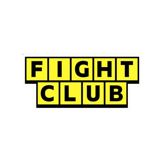 Yellow sticker that reads "Fight Club" in the style of the Waffle House sign