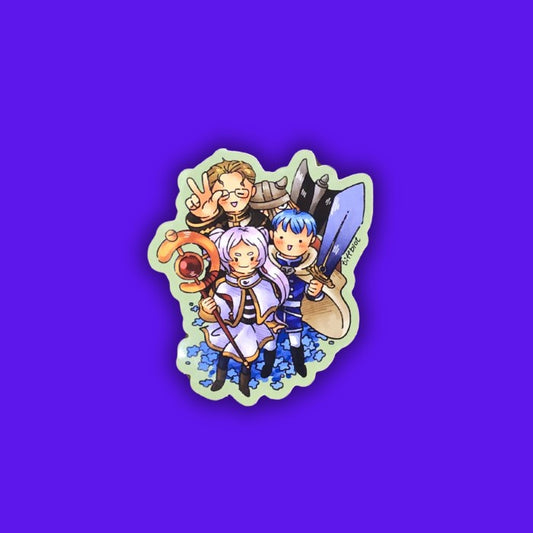 Sticker depicting the main four characters from the anime Frieren