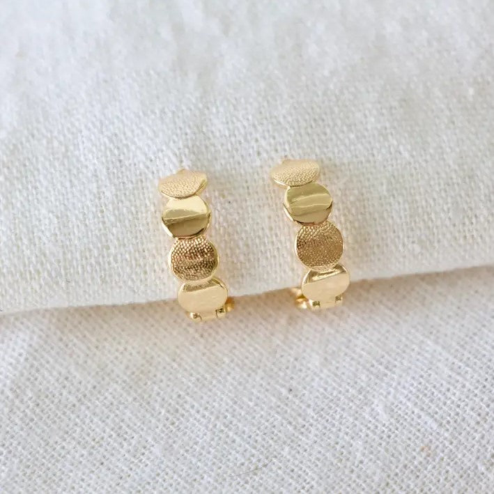 full moon gold huggie hoop earrings