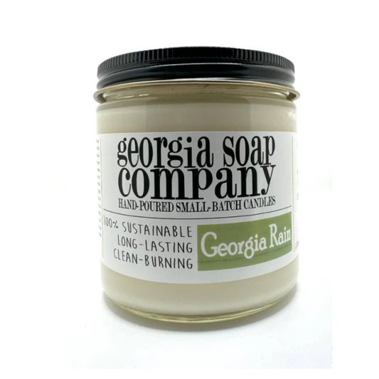 Georgia Rain scented candle in a glass jar
