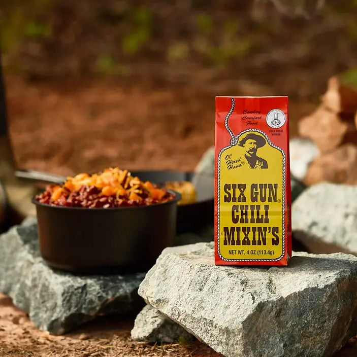 Orange and yellow bag of chili seasonings