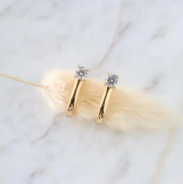 CZ U Huggie Earrings