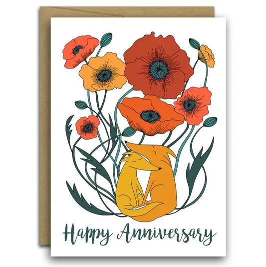 dogs and flowers anniversary card