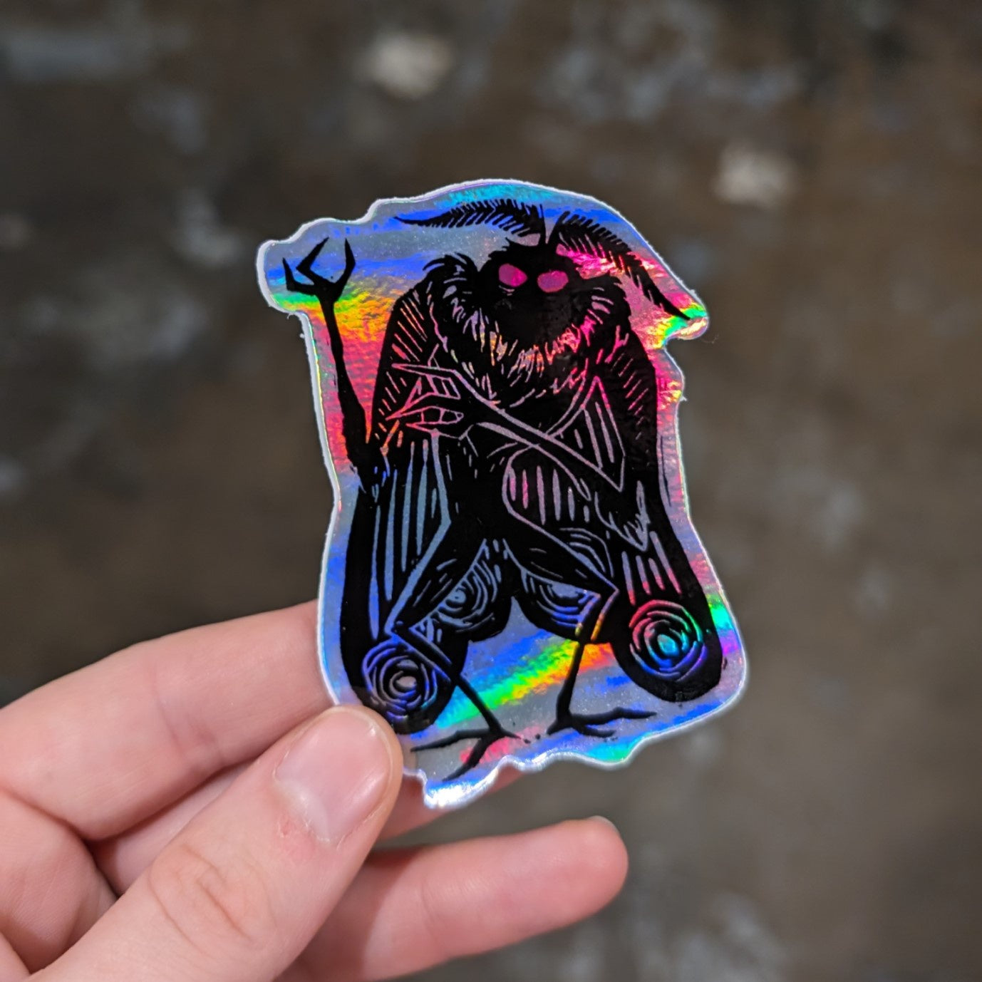 holographic mothman sticker