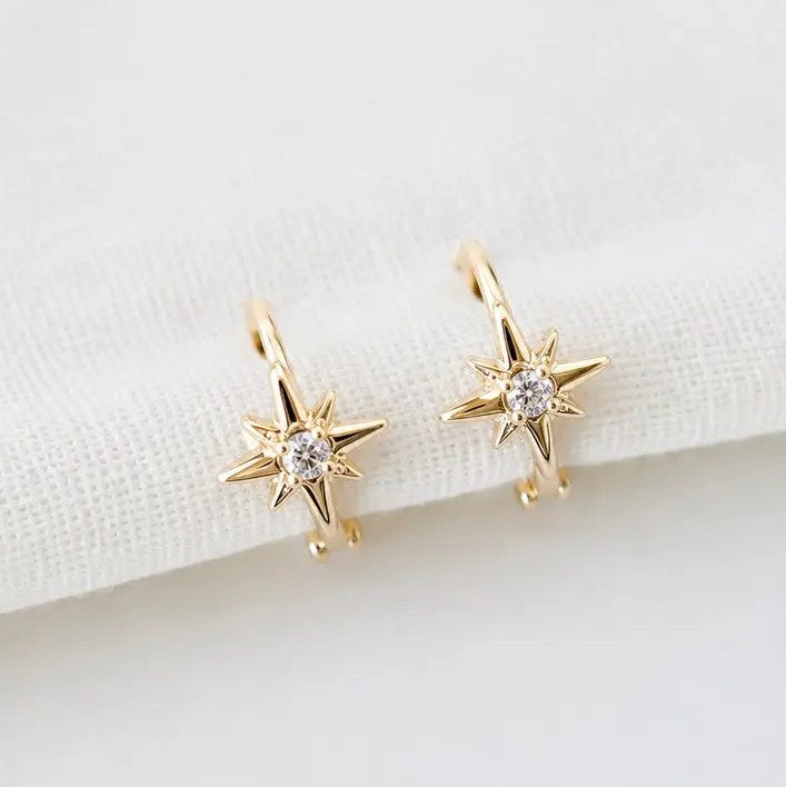 Mini Cz Star Huggie Earrings