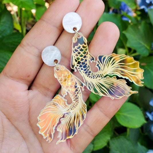 Iridescent Koi Dangle Earrings