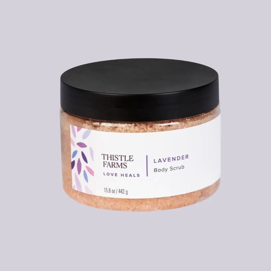 a 15.6 oz jar of lavender scented body scrub