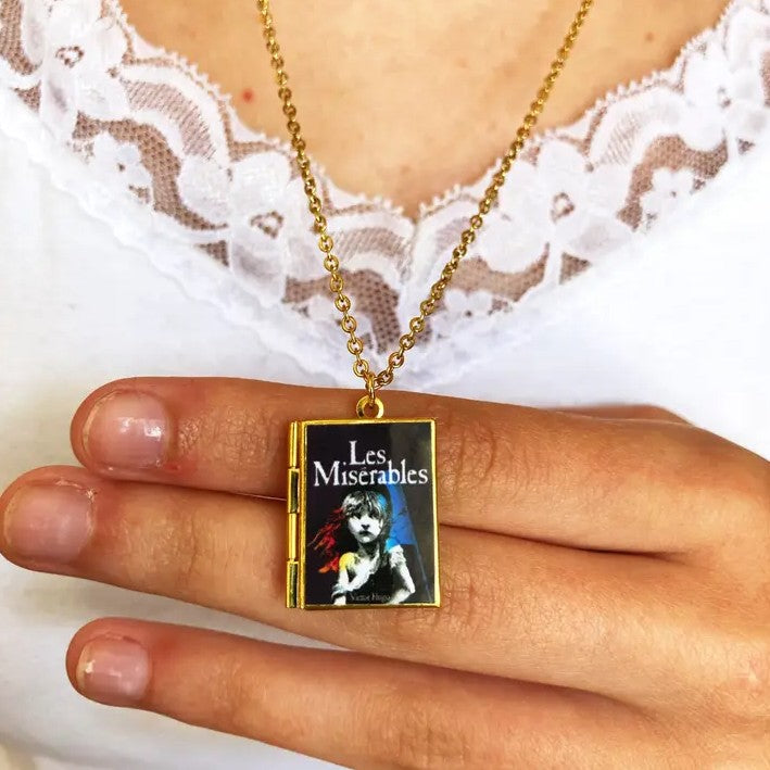 Locket shaped like the book Les Miserables