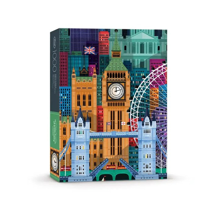 A one thousand piece puzzle depicting London's Big Ben in a graphic and colorful style.