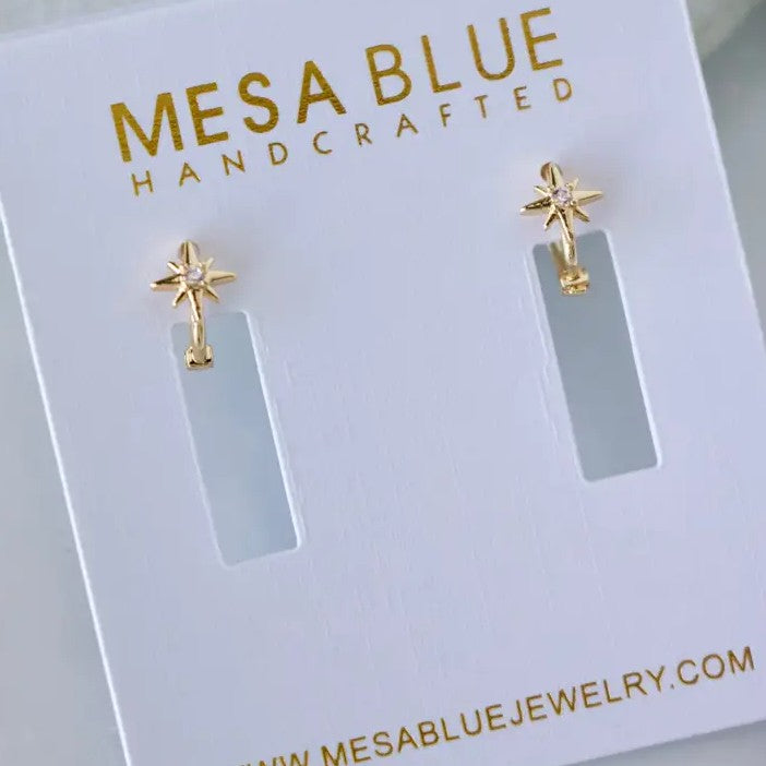 Mini Cz Star Huggie Earrings