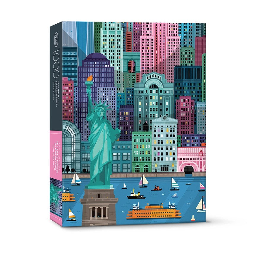 One thousand piece jigsaw puzzle depicting the Statue of Liberty in front of New York City