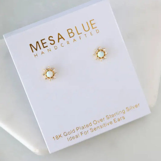 Opal Flower Stud Earrings