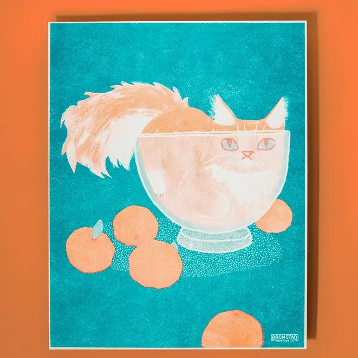 Orange Cat Bowl 11x14