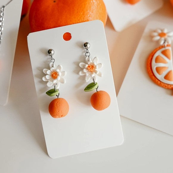 Orange Flower Earrings