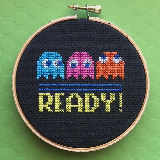 pacman ready circle cross stitch