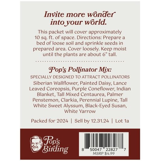 Back of a seed packet with text and branding