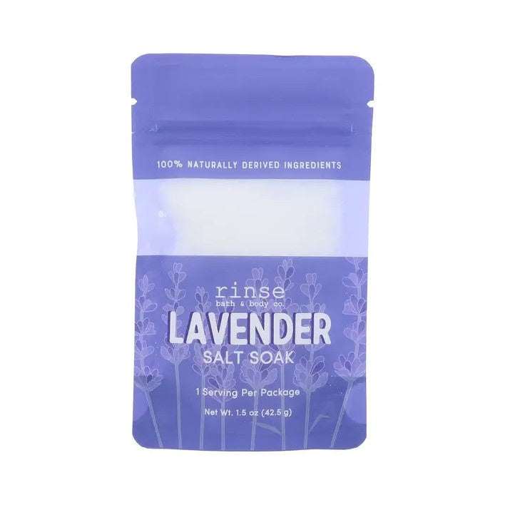 A 1.5 ounce packet of lavender salt soak.