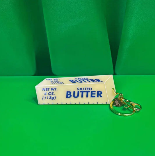 Keychain in the shape of a stick of salted butter