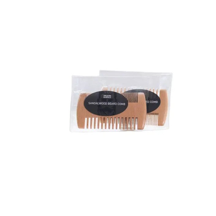Beard combs in plastic packaging