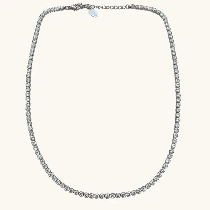 Silver necklace with crystals