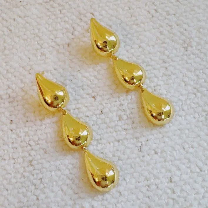 Triple Teardrop Cascade Earrings