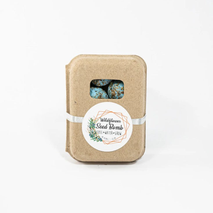Kraft paper package of wildflower seed bombs