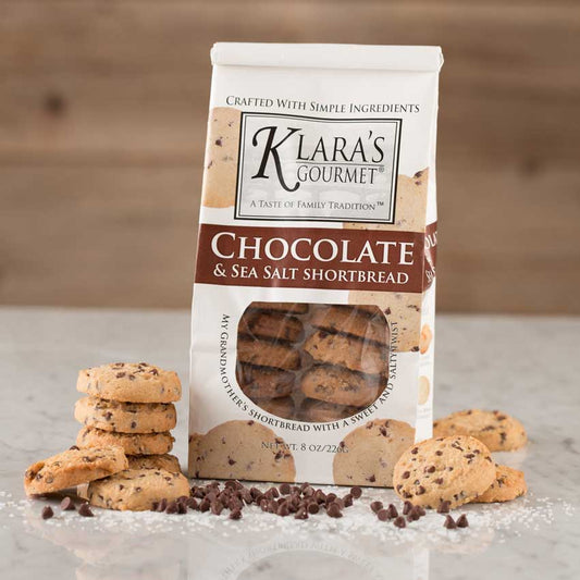 chocolate sea salt cookies in packaging